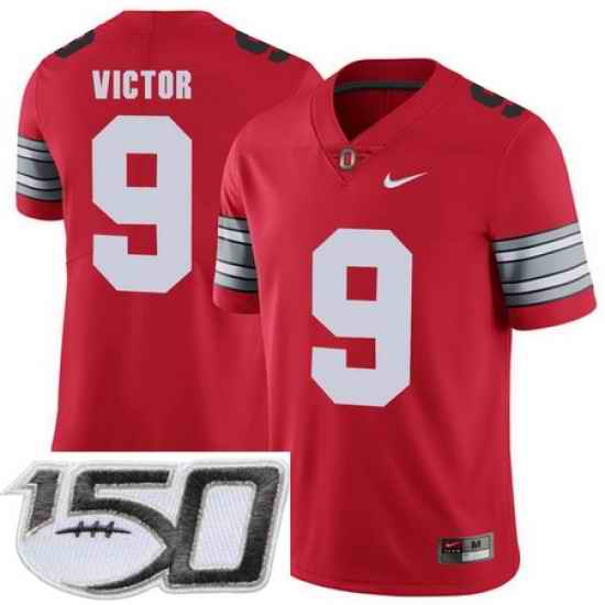 Ohio State Buckeyes 9 Binjimen Victor Red 2018 Spring Game College Football Limited Stitched 150th Anniversary Patch Jersey